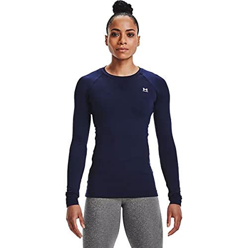 Under Armour Damen Authentics Long Sleeves Crew Neck T-Shirt Hemd, Midnight Navy (410)/White, X-Klein von Under Armour