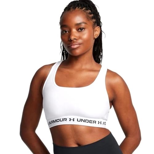 Under Armour Damen Crossback Medium Support Bra BH, Weiß/Weiß/Schwarz, L von Under Armour
