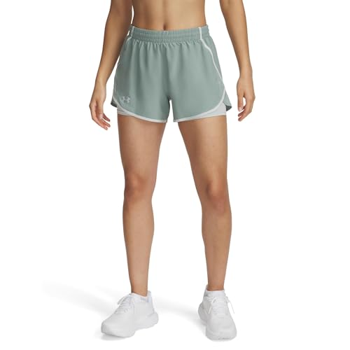 Under Armour Damen Fly by 2In1 Short Laufbekleidung Laufshorts Green/Silica Green - Grün L von Under Armour
