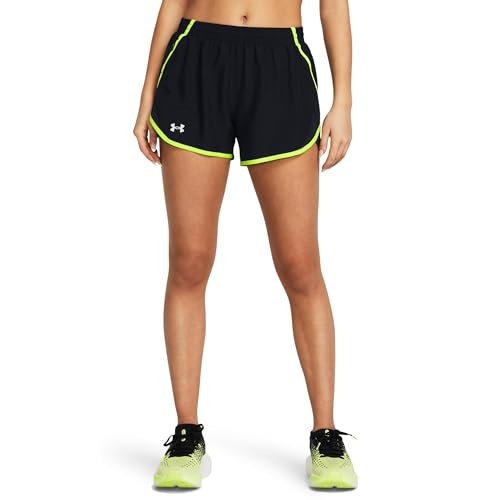 Under Armour Damen Fly by Short Laufbekleidung Shorts Schwarz - Neongelb M von Under Armour
