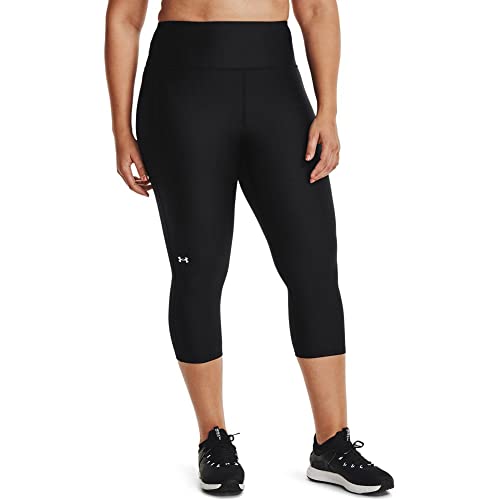 Under Armour Damen HeatGear Armour Caprihose, hoher Rutschfester Bund, Taschen Leggings, Schwarz (001)/Weiß, 3X von Under Armour