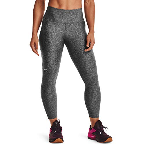 Under Armour Damen HeatGear Armour Knöchelleggings mit hohem rutschfestem Bund Leggings, Charcoal Light Heather (019) / Weiß, Large Short von Under Armour