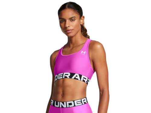 Under Armour Damen HeatGear Authentics Mid Support Bra BH, Vivid Magenta/Weiß, L von Under Armour