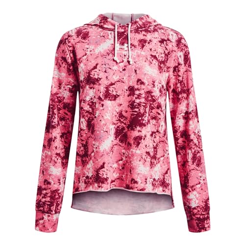 Under Armour - Damen Langarm-T-Shirt mit Rival Frottee-Aufdruck, Pace Pink/Weiß (669), X-Klein von Under Armour