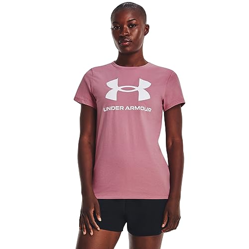 Under Armour Damen Live Sportstyle Graphic kurzen Ärmeln und Rundhalsausschnitt T-Shirt, Blickdicht, (697) Rosa Elixier / / Weiß, L von Under Armour