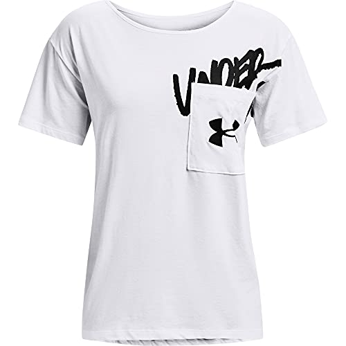 Under Armour Damen Love Oversized Graphic Wordmark T-Shirt Hemd, Weiß (100)/Schwarz, Small von Under Armour