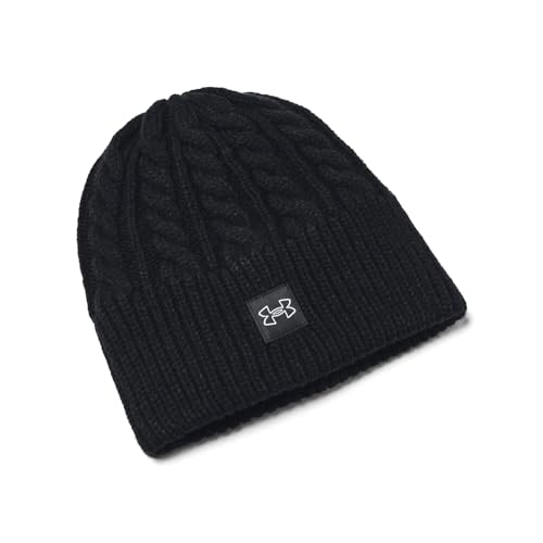 Under Armour Damen Halftime Zopfmuster Beanie-Mütze, (001) Schwarz/Grau, Einheitsgröße von Under Armour