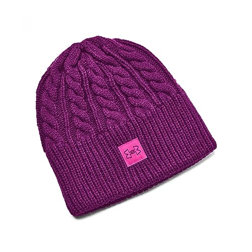 Under Armour Damen Halftime Strickmütze mit Zopfmuster Beanie-Mütze, (573) Mystic Magenta/Rebel Pink/Mystic Magenta, Einheitsgröße von Under Armour