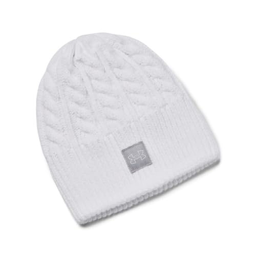 Under Armour Damen Halftime Cable Knit Beanie-Mütze, (100) Weiß/Mod Gray/Weiß, Einheitsgröße von Under Armour