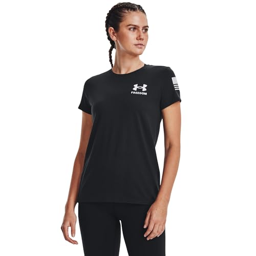 Under Armour Damen New Freedom Banner T-Shirt, (001) Schwarz/Weiß, Medium von Under Armour