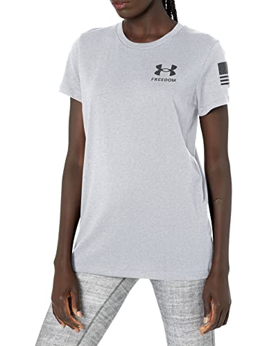 Under Armour Damen New Freedom Flag T-Shirt, (036) Steel Light Heather/Schwarz, Medium von Under Armour