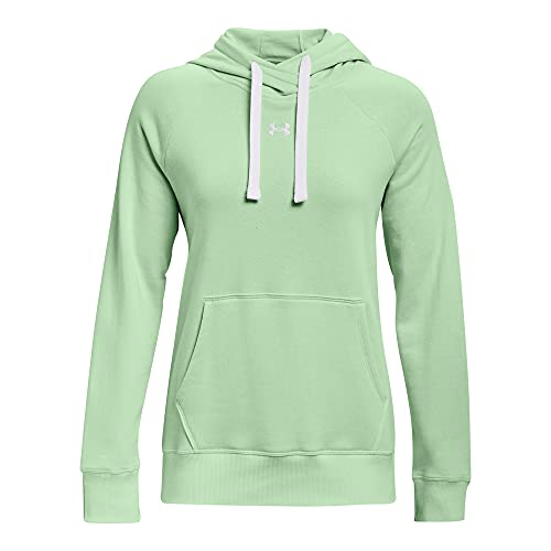 Under Armour Damen Rival Fleece-Hoodie zum Überziehen Kapuzen-Sweatshirt, Aqua Foam (335) / Weiß, XS von Under Armour