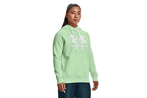 Under Armour Damen Rival Fleece Logo Hoodie, Aqua Foam (335) / Weiß, XS von Under Armour