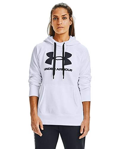 Under Armour Damen Rival Fleece Logo Hoodie, Weiß (100)/Schwarz, X-Large von Under Armour