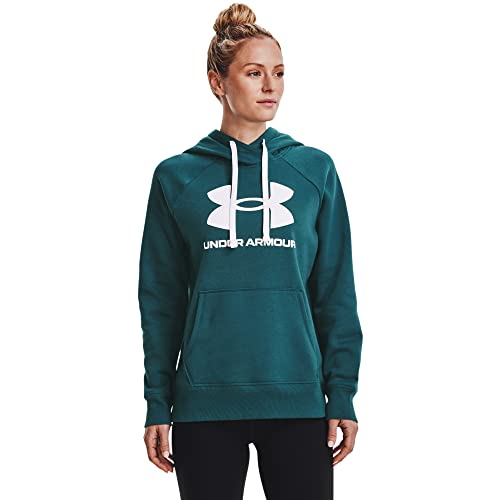 Under Armour Damen Rival Fleece Logo Hoodie Kapuzen-Sweatshirt, (716) Turmalin Teal/Weiß, S von Under Armour