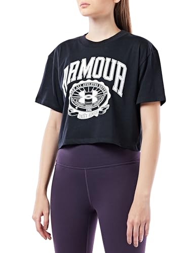 Under Armour Damen T-Shirt mit Wappen, bauchfrei, 1 Stück, Blau, M von Under Armour