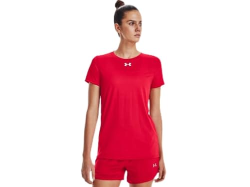 Under Armour Damen Team Tech Loose Midnight Navy Short Seleve Shirt, Rot-Weiß, Mittel von Under Armour