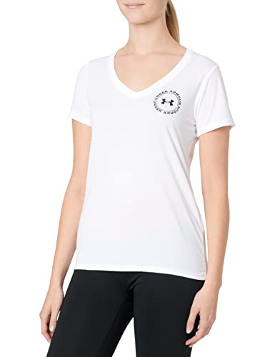 Under Armour Damen Tech Solid LC Crest SSV, Damen T-Shirt aus recycelten Wasserflaschen, schweißableitendes Funktionsshirt mit kurzen Armen und Anti-Geruchs-Technologie von Under Armour