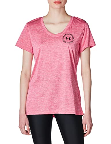 Under Armour - Damen Tech Twist Lc Crestv T-Shirt, Pink Punk/Weiß/Schwarz (640), Mittel von Under Armour