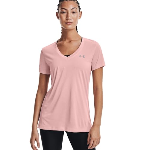 Under Armour Damen Tech V-Neck Twist Short-Sleeve T-Shirt Sweatshirt, 676 Retro Pink, M von Under Armour