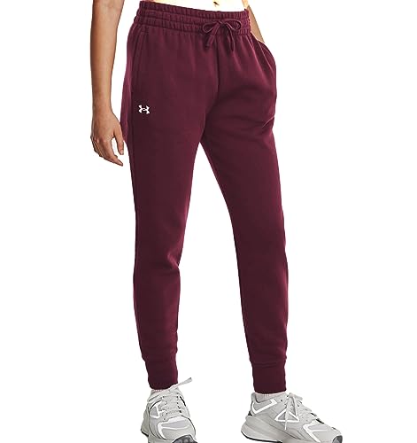 Under Armour Damen UA Rival Fleece Jogger Trainingshose, Dark Maroon/White, L von Under Armour