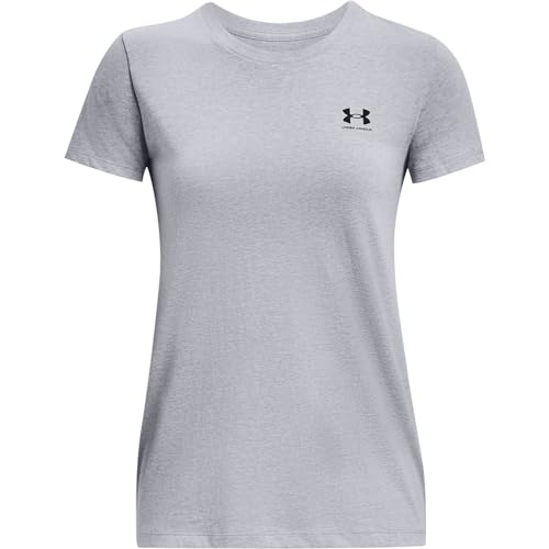 Under Armour Damen UA W Sportstyle LC SS T-Shirt, Steel Light Heather/Black, XS von Under Armour