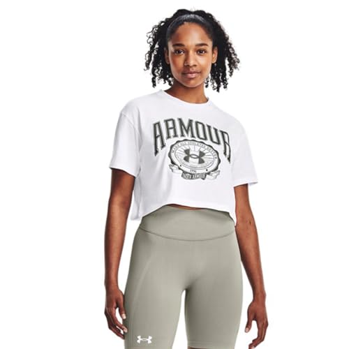 Under Armour Damen Wappen-Ernte T-Shirt, Weiß, M-L von Under Armour