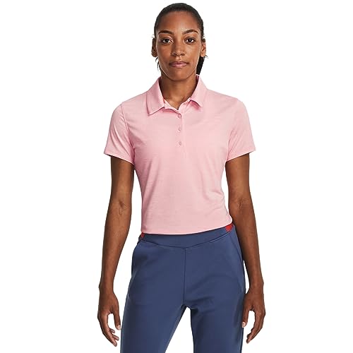 Under Armour Damen Zinger Kurzarm Polo, (673) Pink Fizz / Venom Red / Metallic Silver, S von Under Armour