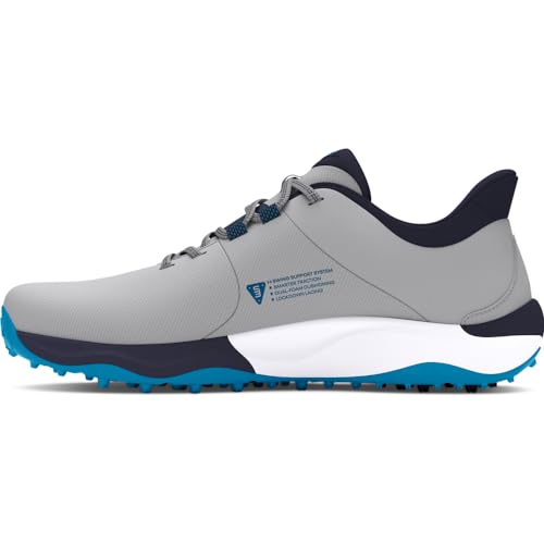 Under Armour Drive Pro Herren-Golfschuh mit Spikeless Wide, (101) Mod Gray/Capri/Midnight Navy, 43 EU Weit, 3026921 von Under Armour
