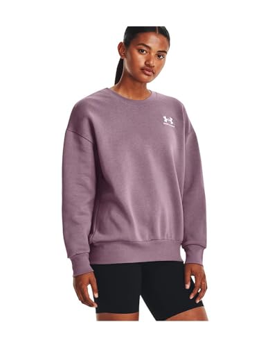 Under Armour Essential Fleece-Oberteil mit Rundhalsausschnitt und Oversized-Schnitt für Damen, Misty Purple,L von Under Armour