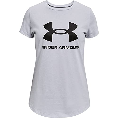 Under Armour Kinder Sportstyle Logo T Shirt Kurzarm Rundhals Mod Grau Hell Heather 7-8 Jahre von Under Armour