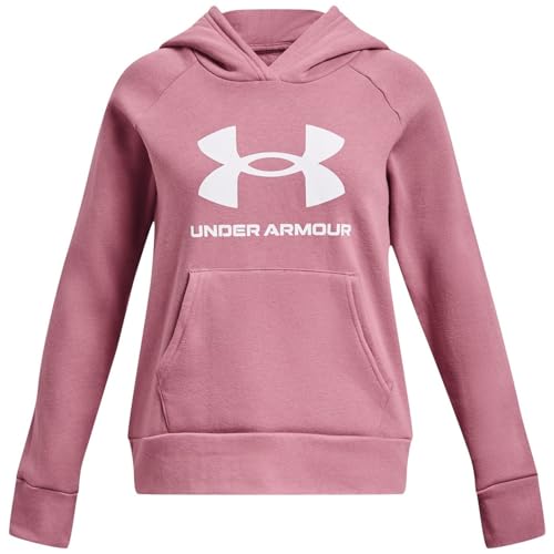 Under Armour Girls' Standard Rival Fleece Big Logo Hoodie, (697) Pink Elixir / / White, Large von Under Armour
