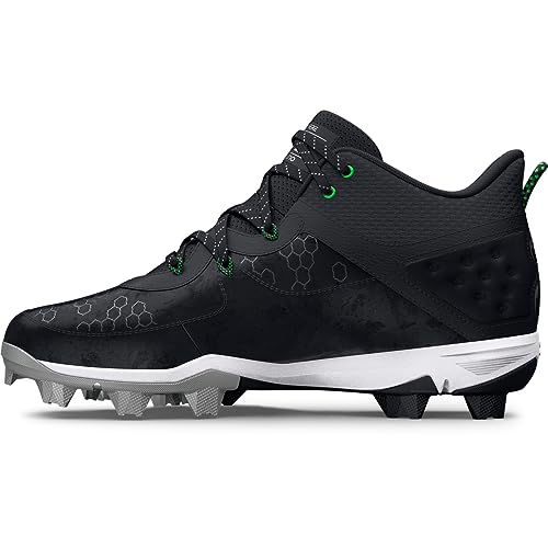 Under Armour Harper 8 Mid Rm Baseballschuh für Herren, (001) Schwarz/Schwarz/Metallic-Silber, 42.5 EU von Under Armour