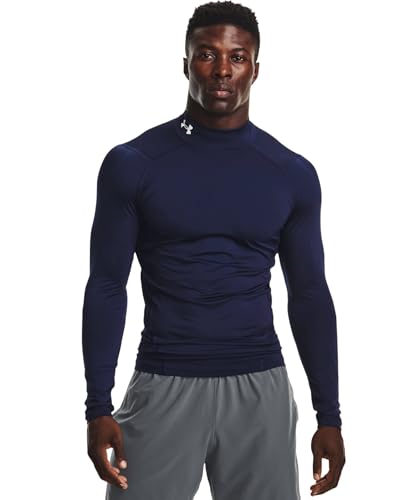 Under Armour Herren HeatGear Armour Mock Long Sleeve T-Shirt, (410) / Midnight Navy/White, S von Under Armour