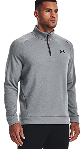 Under Armour Herren Armour Fleece 1/2 Zip T-Shirt, Hellgrau meliert/schwarz, Medium von Under Armour