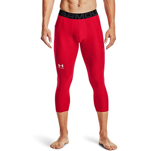 Under Armour Herren Armour HeatGear 3/4 Leggings Hose, Rot (600)/Weiß, Small von Under Armour