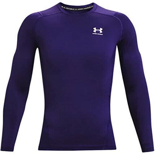 Under Armour Herren Armour HeatGear Compression Langarm T-Shirt Hemd, Lila (500)/Weiß, Klein von Under Armour