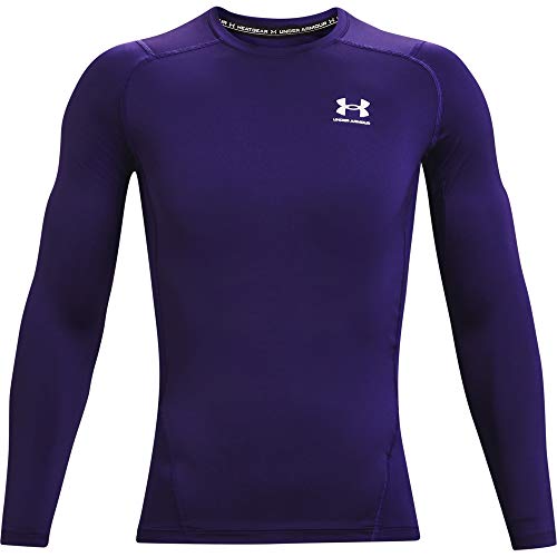 Under Armour Herren Armour HeatGear Compression Langarm T-Shirt Sweatshirt mit Rundhalsausschnitt, Lila (500)/Weiß, Large von Under Armour