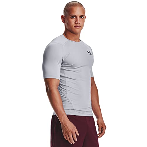 Under Armour Herren Armour HeatGear Compression Short Sleeve T-Shirt Kurzärmelig, Mod Gray (011)/Schwarz, Large von Under Armour