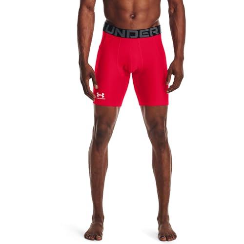 Under Armour Herren Armour HeatGear Kompressionsshorts Kurze Hose, Rot (600)/Weiß, Groß von Under Armour