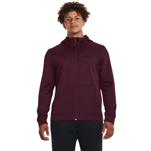 Under Armour Herren Armourfleece Kapuzenjacke mit durchgehendem Reißverschluss Kapuzen-Sweatshirt, (600) Dark Maroon/Black, Medium von Under Armour