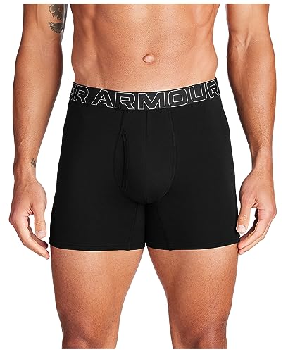 Under Armour Herren-Boxershorts, Baumwolle, 15,2 cm Innennaht, ganztägigen Komfort und ultraweich, 3er-Pack, Black Solid - Core, 4X-Large von Under Armour