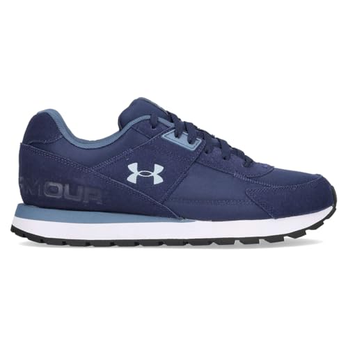 Under Armour Herren Essential Runner, Sneaker im Retro-Look, leichte & atmungsaktive Laufschuhe, stylische Sportschuhe mit Leder,Washed Navy / Nu Blue / Blue Calm,40.5 von Under Armour