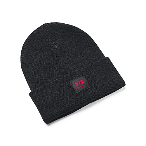 Under Armour Herren Freedom Halftime Beanie Mütze, (001) Schwarz/Rot, Einheitsgröße von Under Armour