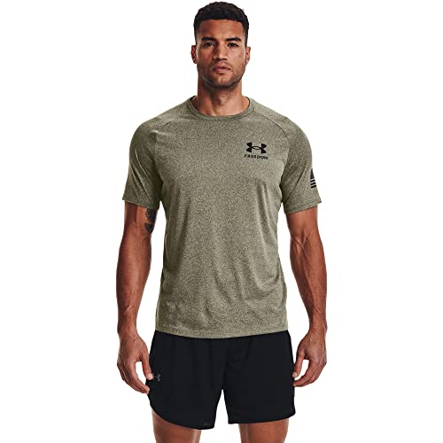 Under Armour Herren Freedom Tech Kurzarm T-Shirt, (392) Marine Od Green Light Heather/Schwarz, 3X-Large von Under Armour