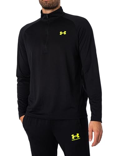 Under Armour Herren Tech 2.0 1/2 Zip-up Long Sleeve T-Shirt Sweatshirt, (006) Black/High Vis Yellow, L von Under Armour
