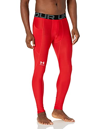 Under Armour Herren HeatGear Armour Leggings Hose, Rot (600)/Weiß, Small von Under Armour