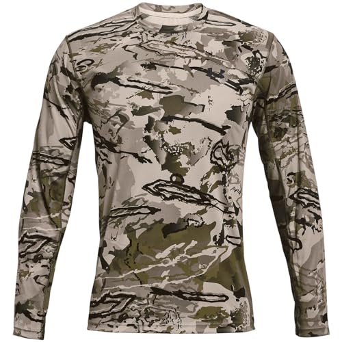 Under Armour Herren Iso-chill Brush Line Langarm-T-Shirt Sweatshirt mit Rundhalsausschnitt, Ua Barren Camo (999)/Schwarz, Medium von Under Armour