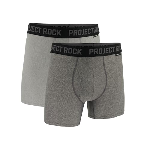 Under Armour Herren Men's Project Rock Performance Tech Mesh Boxerjock Brief, 5" Inseam, 2-Pack Retroshorts, Castlerock, X-Large von Under Armour