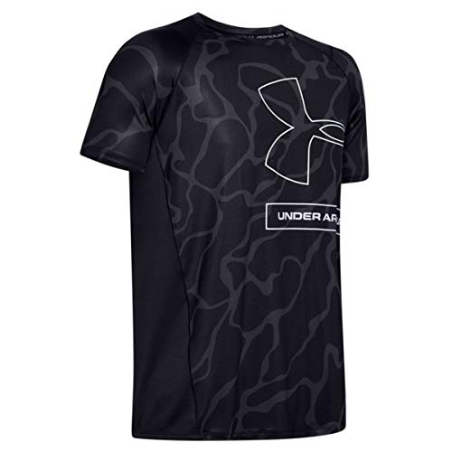 Under Armour Herren Mk1 Tonal Print Short Sleeve Training Workout Shirt kurzärmelig, Schwarz (001)/Halo Grau, X-Large von Under Armour